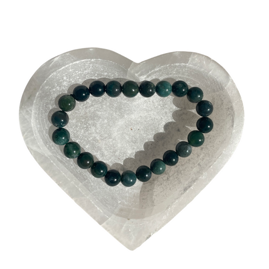 Moss Agate Bead Bracelet