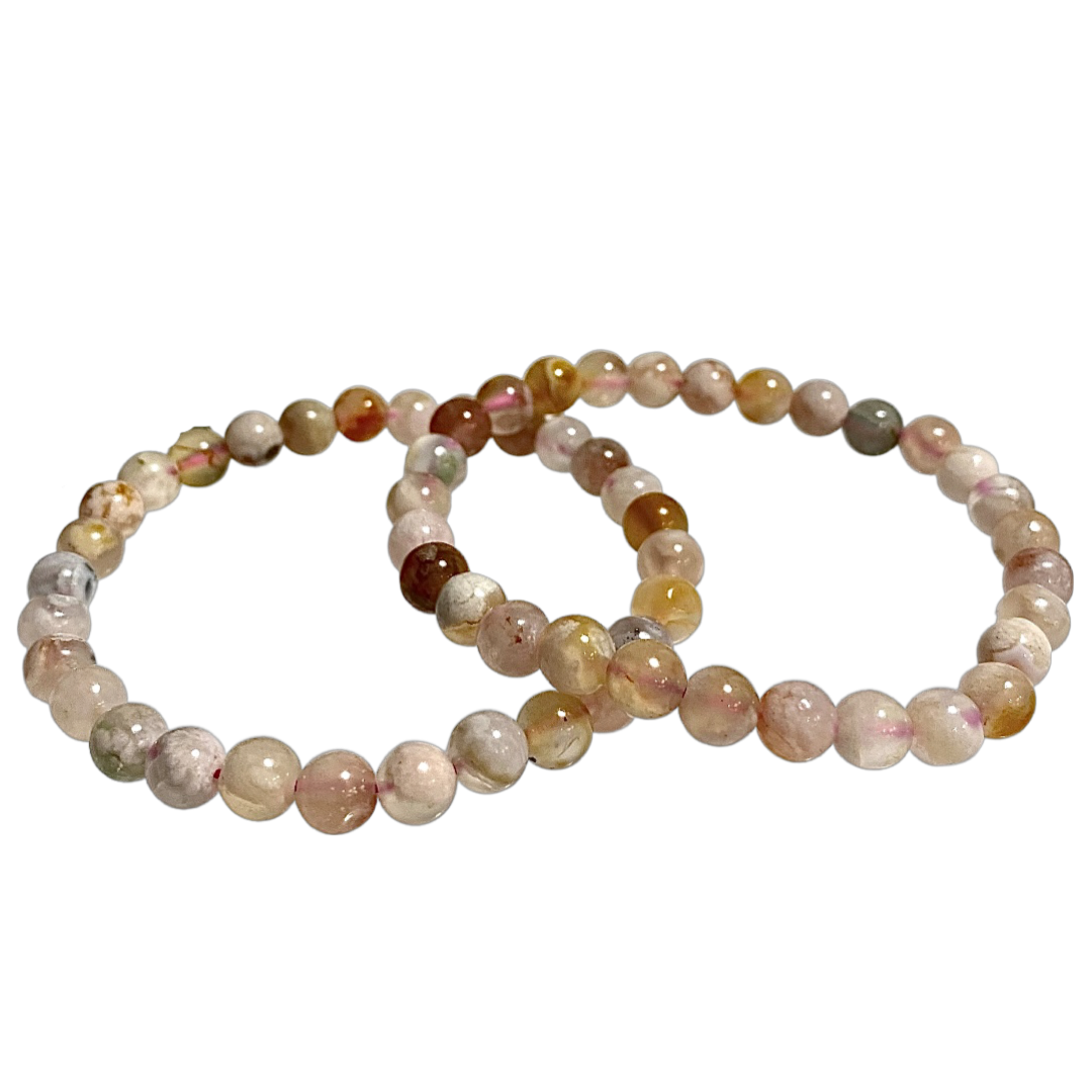 Flower Agate Bead Bracelet